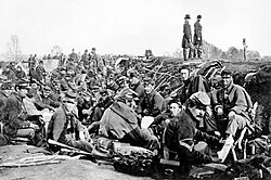 Union soldiers in the trenches, just prior to the Second Battle of Fredericksburg in May 1863