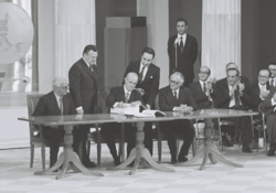 Signing at Zappeion by Constantine Karamanlis of the documents for the accession of Greece to the European Communities in 1979