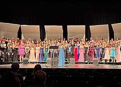 A choir concert at a public high school in the United States