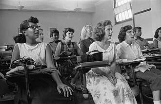 An integrated classroom in Anacostia High School, Washington, D.C., in 1957