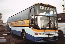 Jonckheere bodied Volvo B10M operated by Rapsons at Vauxhall Bridge Coach Park