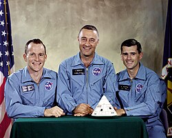 Apollo 1 crew: Ed White, command pilot Gus Grissom, and Roger Chaffee