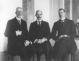 The three constitutional monarchs of the Scandinavian kingdoms of Sweden, Norway and Denmark gathered in November 1917 in Oslo.From left to right: Gustaf V, Haakon VII and Christian X.
