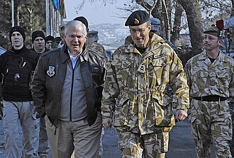 General Sir David Richards (right) during his tenure as ISAF commander, with U.S. Secretary of Defense Robert Gates in 2007