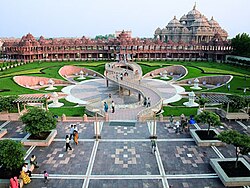 The Swaminarayan Akshardham Temple in Delhi, according to the Guinness World Records, is the World's Largest Comprehensive Hindu Temple.[155]