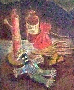 Charles Gandolfo's painting, Gris-Gris, an imagined portrayal of Voodoo ritual objects for his New Orleans Historic Voodoo Museum