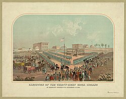 Drawing of the mass hanging of Dakota in Mankato, Minnesota