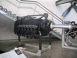 A restored DB 610 "power system" engine, comprising a pair of DB 605 inverted V12s – the top of its central space-frame motor-mount structure can be seen.
