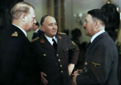 Adolf Hitler meets the Norwegian Prime Minister Vidkun Quisling and minister Albert Viljam Hagelin, 13 February 1942