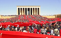 Anıtkabir, the mausoleum of Atatürk in Ankara, is visited by large crowds every year during national holidays such as Republic Day on October 29