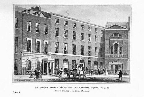 Banks's house (at right) was used for the offices of the Zoological Society of London.