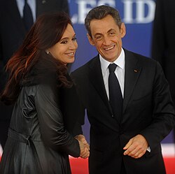 Fernández de Kirchner and French President Nicolas Sarkozy in 2011