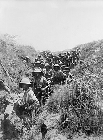 2nd Battalion Black Watch in trenches on Brown Ridge after the action at Arsuf on 8 June 1918