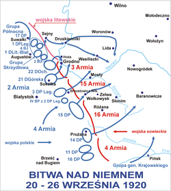 After the decisive Polish victory in Warsaw, the Red Army was forced to retreat from Polish territories, but attempts to hold Western Belarus were lost after the Polish victory on the Nieman River.