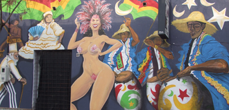Afro-Uruguayans are a frequent subject of Uruguayan street art, such as this mural near the Port of Carmelo.