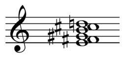 A thirteenth chord (E 13, which also contains a flat 7th and a 9th) Playⓘ