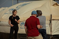 Ellison Barber and her crew at the UNHCR refugee assistance camp in Maicao, Colombia in May 2019.
