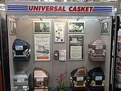 A Universal Casket sales kiosk within a U.S. Costco warehouse retail store in California
