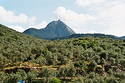 Mount Olympus’ peak rises 967 metres over Lesbos