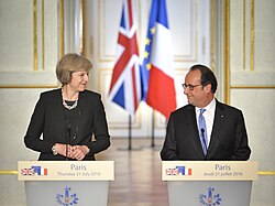 Hollande with British Prime Minister Theresa May in Paris on 21 July 2016