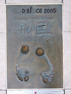 Shevchenko's 2005 Golden Foot imprint