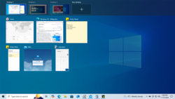 The "Task View" display is a new feature to Windows 10, allowing the use of multiple workspaces.