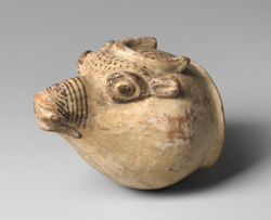 Old Assyrian drinking vessel found at Kültepe, in the shape of a ram's head