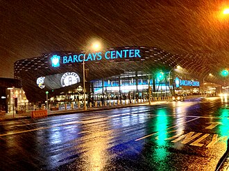 The Barclays Center in Pacific Park within Prospect Heights, home of the Nets and Liberty