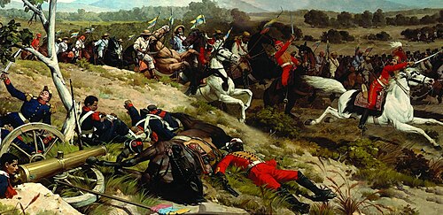 The charge of the Venezuelan First Division's cavalry at the Battle of Carabobo