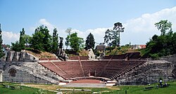 The Roman theatre in Augusta Raurica, one of the most important Roman archaeological sites in Switzerland