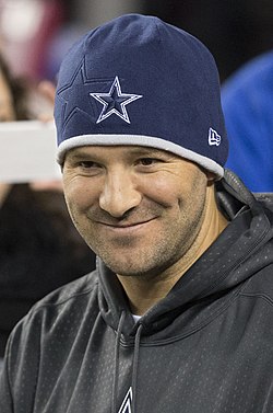 Tony Romo, NFL quarterback known for his career with the Dallas Cowboys and current role as a popular football analyst for CBS Sports.