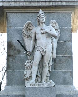 Allegory of patriotism in the Monument to the Fallen for Spain in Madrid (1840), by sculptor Francisco Pérez del Valle