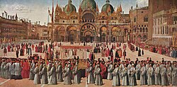Painting by Gentile Bellini depicting St Mark's Square in the 1490s