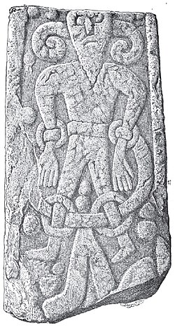 The Kirkby Stephen Stone, discovered in Kirkby Stephen, England, depicts a bound figure, who some have theorized may be the Germanic god Loki.