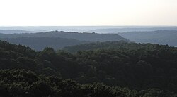 Rolling hills in the Charles C. Deam Wilderness Area of Hoosier National Forest, in the Indiana Uplands