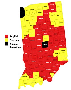 Largest alone or in any combination ethnic origin by county in Indiana, per the 2020 census[131]