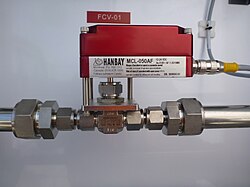 Electric valve actuator controlling a ½ needle valve.