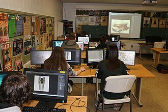 A 12th grade visual arts class in Scott County, Virginia in the United States