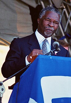 Mbeki speaks to District Six land claimants in Cape Town, 2001.