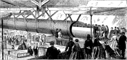 Alfred Ely Beach's experimental pneumatic elevated subway on display in 1867