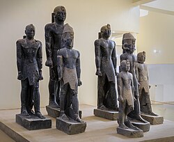 Statues of two pharaohs of Egypt's Twenty-Fifth Dynasty and several other Kushite kings, Kerma Museum[52]