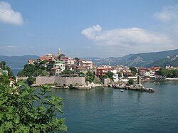 Amasra, Turkey, is located on a small island in the Black Sea.