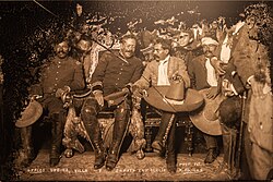 Tomás Urbina, Pancho Villa and Emiliano Zapata in the National Palace during the Mexican Revolution, 1914