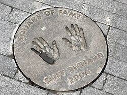 Richard's handprints at the Wembley Square of Fame in London
