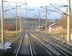 A universal crossover at Richthof between Kirchheim and Langenschwarz stations on the Hanover–Würzburg high-speed railway
