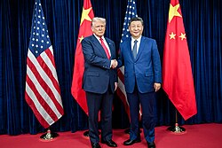 U.S. President Donald Trump and Chinese leader Xi Jinping at the APEC summit in Busan, October 2025