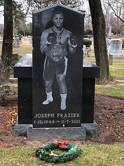 Frazier's headstone and gravesite in Ivy Hill Cemetery in Philadelphia