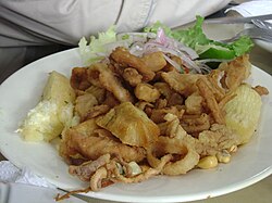 Chicharrón mixto, a common dish in the country derived from Andalusia in southern Spain