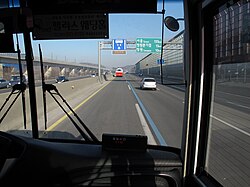 Highway bus lane on Gyeongbu Expressway in Daejeon
