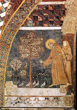 St. Francis preaching to the birds outside of Bevagna (by Master of St. Francis)